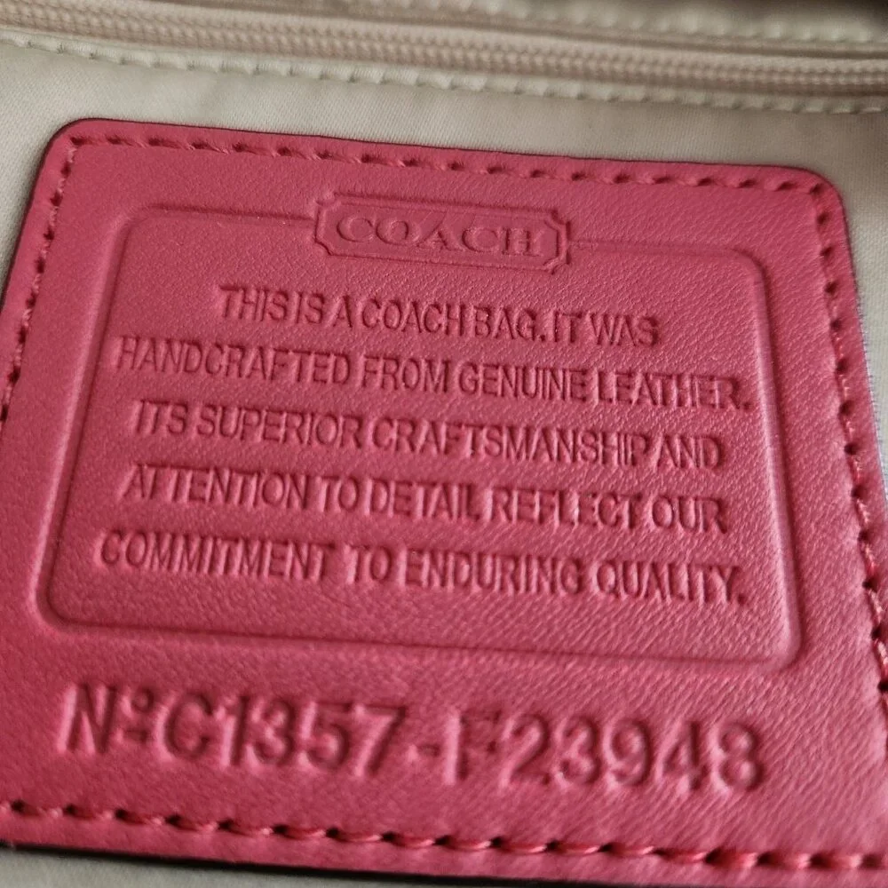 Coach Pink Coral Leather Crossbody Bag Purse - Picture 12 of 13